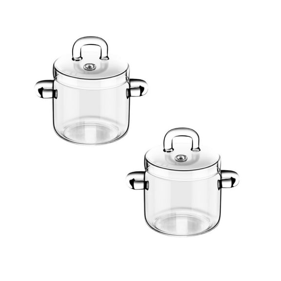 Glass Saucepan with Cover, 1 Pc Heat-resistant Glass Stovetop Pot and Pan with Lid, The Best Handmade Cookware Set Cooktop Safe for Pasta Noodle, Soup, Milk, 700ml