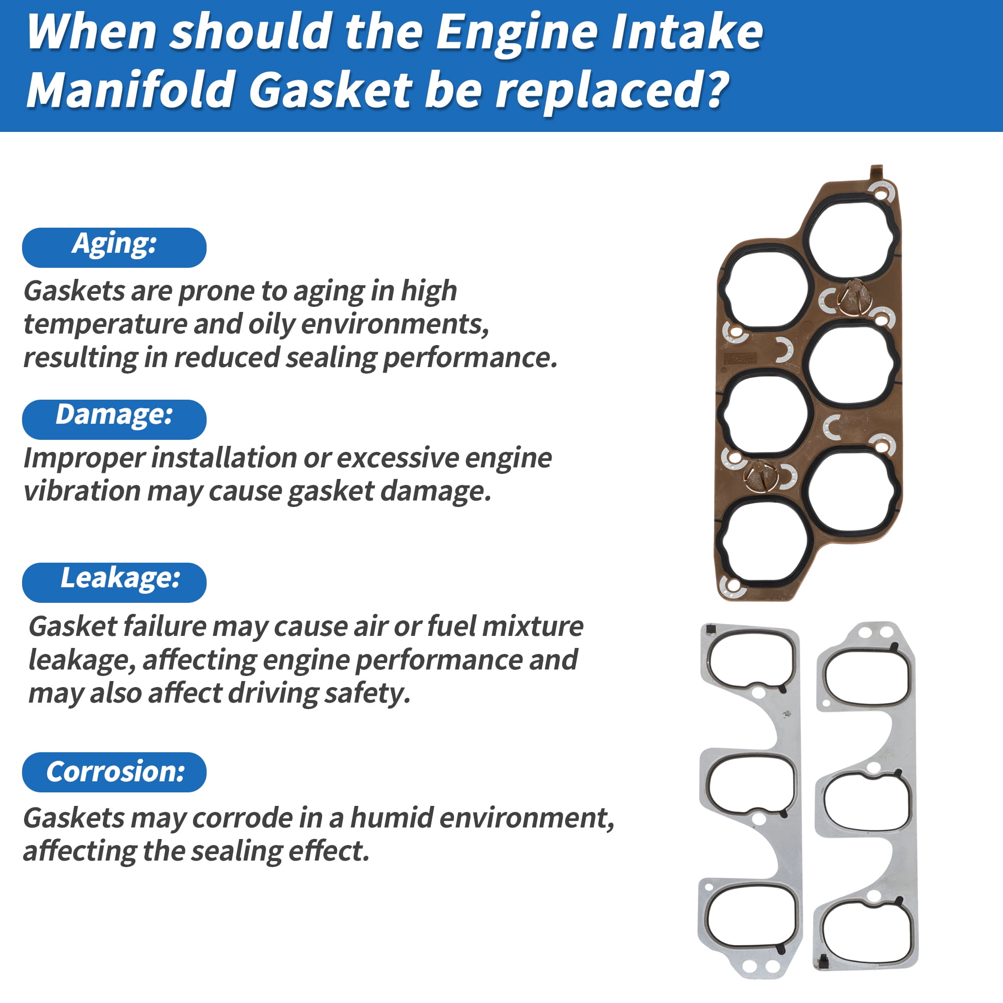 No.12598158 Engine Upper & Lower Intake Gaskets Set for Buick LaCrosse 2005-2008 3.6L for Cadillac CTS 2004-2009 3.6L Intake Manifold Gasket for Chevrolet Malibu 2008-2012 3.6L