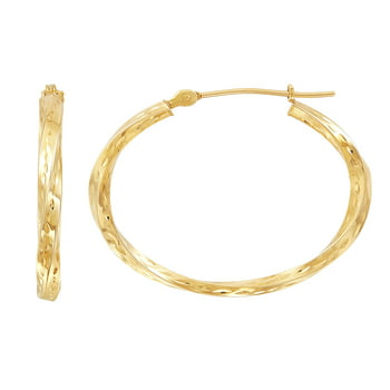 Brilliance Fine Jewelry 10K Yellow Gold Diamond-Cut Twist Earrings
