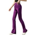 thumbnail image 4 of WLJ Women Solid Color High Waisted Flared Wide Leg Yoga Pants, 4 of 7