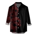 thumbnail image 5 of Mens Halloween Shirt Casual Party Skeleton Printed Long Sleeve Button Down Lapel Tops Fall Winter Comfortable Loose Shirts for Men Red XXL, 5 of 5