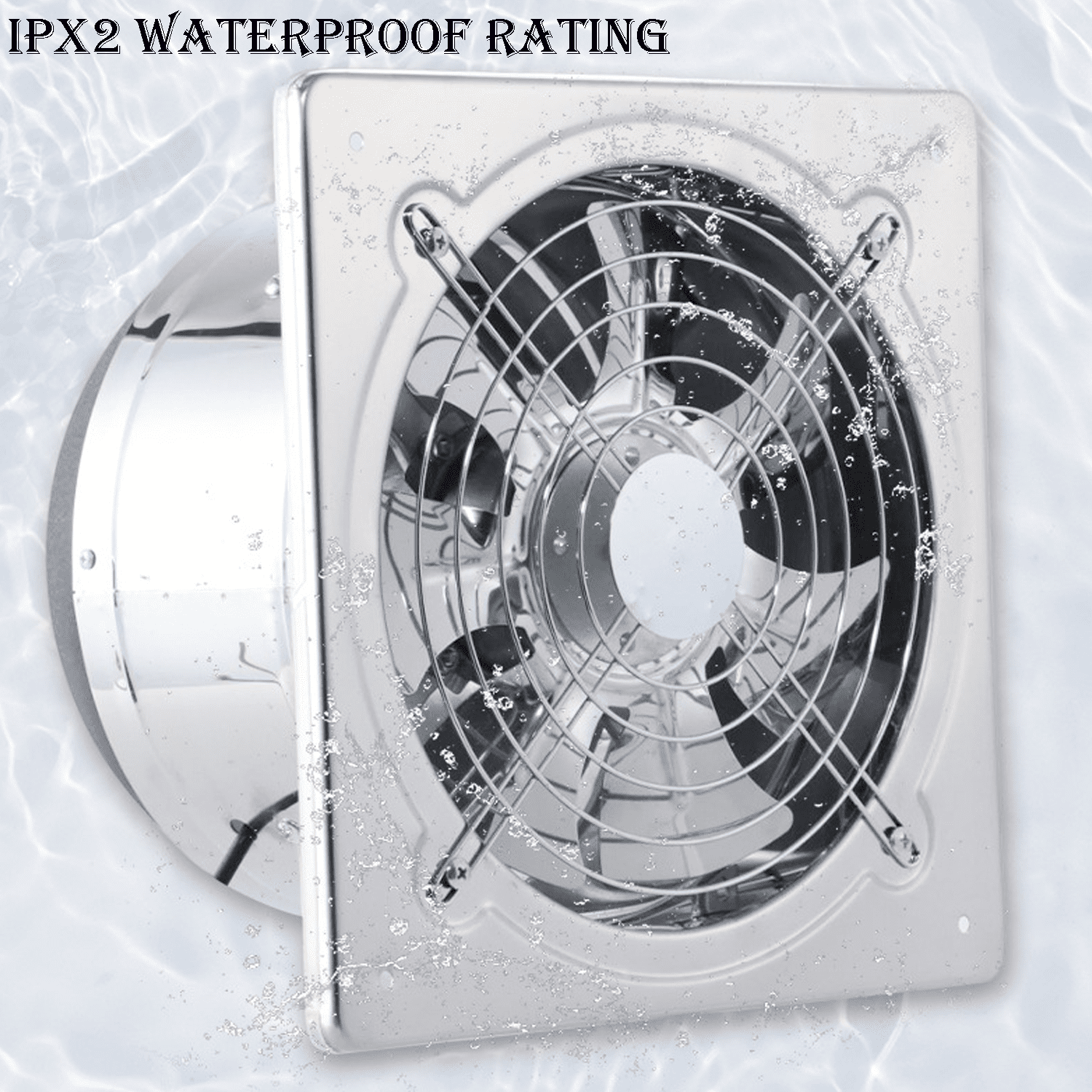 8 Inch Kitchen Exhaust Fan, 576CFM Stainless Steel Bathroom Exhaust Fan, Wall Mounted Garage Ventilation Fan, Basement Extractor Fan with Backdraft Damper for Home Office Commercial Use