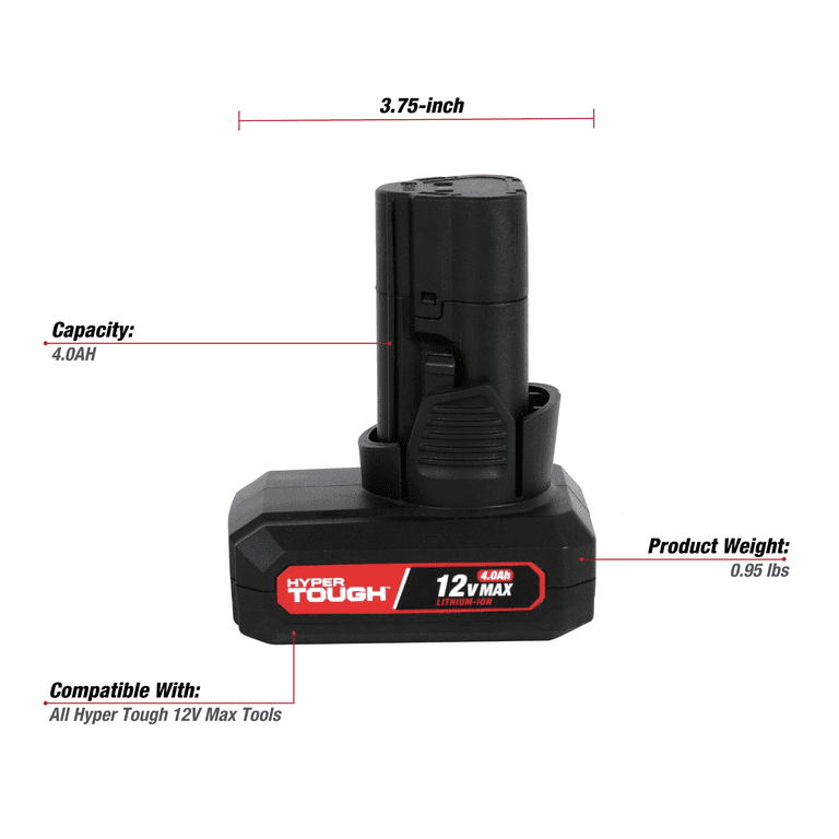 Hyper Tough 12V Max Lithium-Ion 4.0Ah Battery - Walmart.com