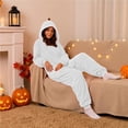thumbnail image 5 of Unisex Adult Onesie Pajamas BWASD Casual One Piece Snug Fit Thick Warm Plush Pajamas Soft Solid Color Long Sleeve Hooded Loungewear Soft for Fall Winter Sleepwear White,3XL, 5 of 7