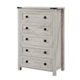 thumbnail image 7 of Keywhat Farmhouse 5 Drawer Dresser for Bedroom, Chest of Drawers Wood Organizer for Living Room, Antique Brush White, 7 of 7