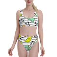 thumbnail image 2 of Picia Funny Dinosaurs on Stripes Women's High Waisted Bikini Scoop Neck Swimsuit Two Pieces Bathing Suit-Medium, 2 of 8