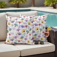 thumbnail image 5 of Colorful Floral Pillow Covers 2 Pack Watercolor Purple Yellow Blue Pink Flowers Pillowcase Waterproof Outdoor Throw Pillow Cover for Patio Garden Square Cushion 24”x24”, 5 of 9