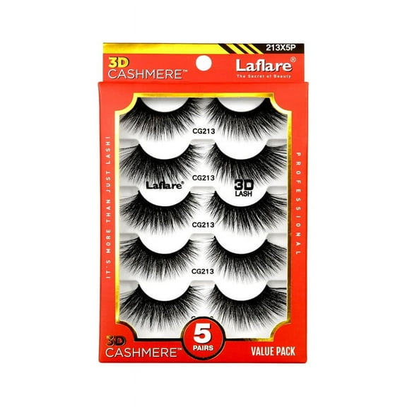 Laflare 3D Cahsmere False Eyelashes,Ultra soft & Cruelty free 5 Pairs