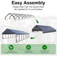 thumbnail image 6 of Heavy Duty 20x40 ft Metal Carport Kit - Aluminum & Steel Frame Lean-to Shelter for RV, Boat or 4 Cars, Outdoor Garage Canopy Cover, 6 of 6