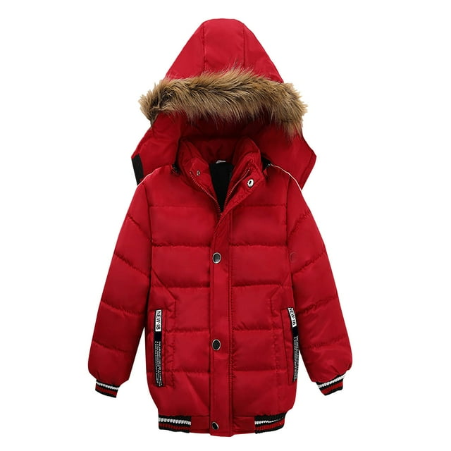 Breezora Childrens Warm Short Down Jacket For Winter Cold Proof Outerwear Boys 120 Size Red