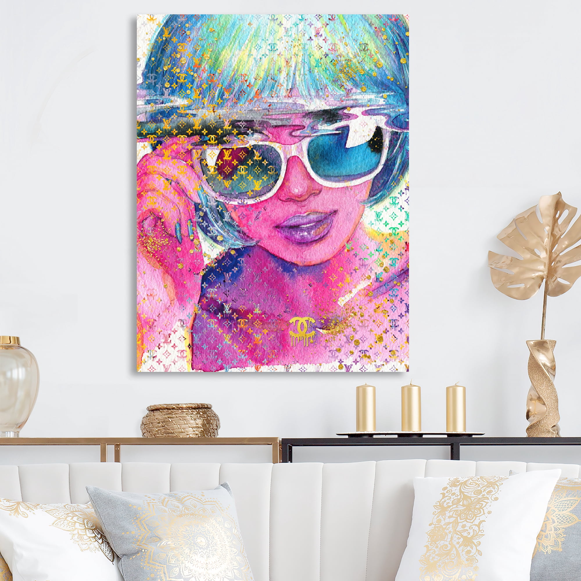 Designart Funky Female Fashion Illustration II Canvas Wall Art