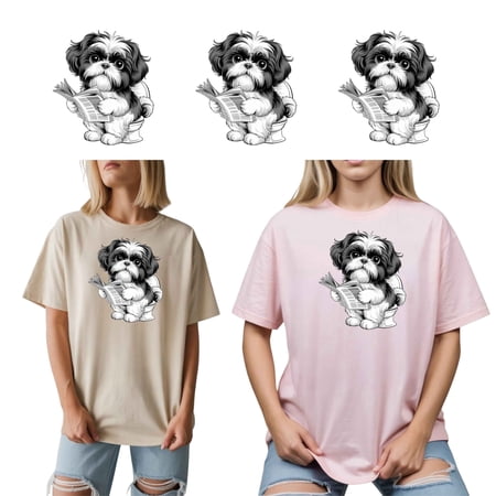 Toilet Times Shih Tzu Eco Solvent Heat Transfer Ready to Press 2 Pack 8in x 8in (Transfers Only)