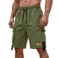 thumbnail image 2 of LEKWK Cargo Shorts for Men Elastic Waist Athletic Shorts Quick Dry Straight Leg Shorts Loose Fit Drawstring Short with Pockets Hiking Climbing Outdoors Bottom, 2 of 5
