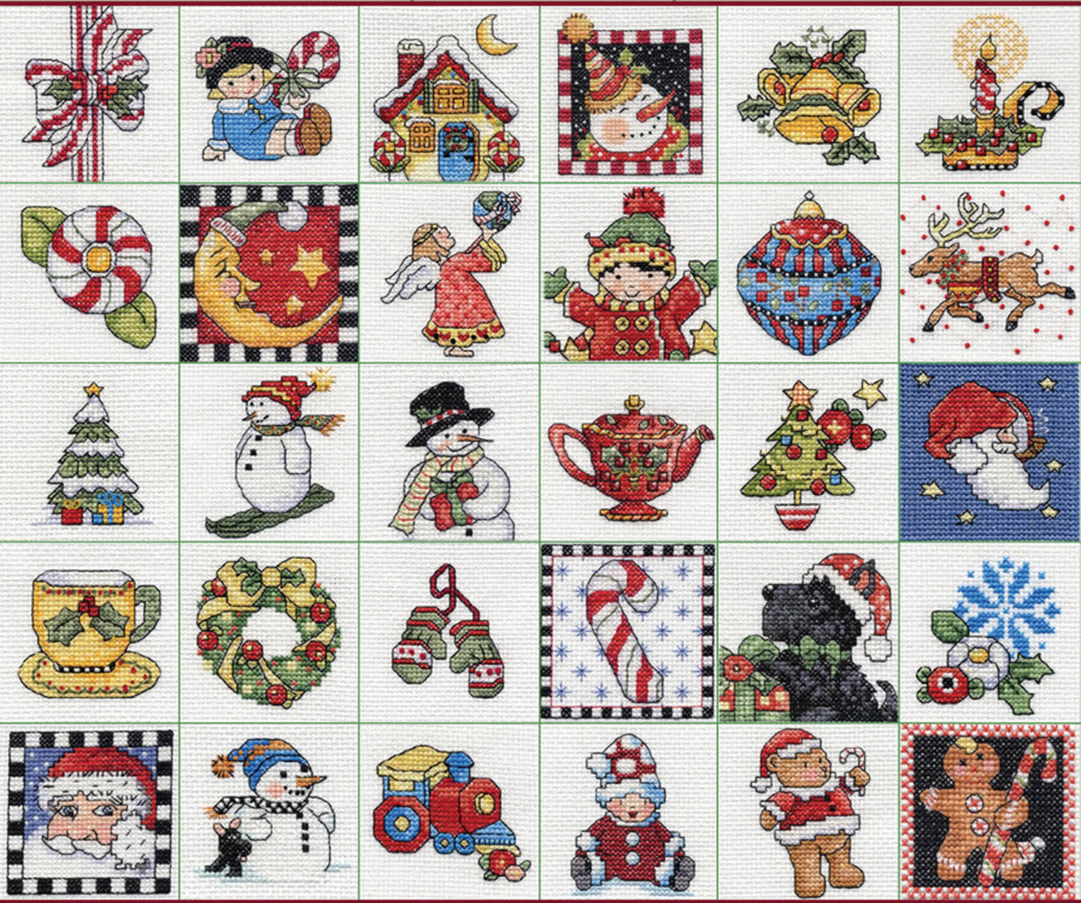 Bucilla 86138 Mary Engelbreit Ornaments Counted Cross Stitch Kit-2&apos;&apos;X2&apos;&apos; 14 Count Set Of 30 - image 2 of 2