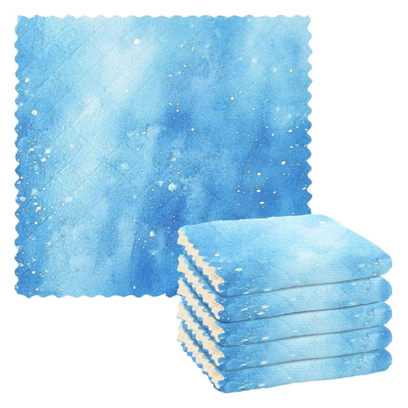 6 Pieces of Kitchen Towels 11x11Inch Kitchen Dish Cloths Kitchen Dish Towels Reuseable Cleaning Cloths Light Blue
