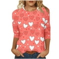 thumbnail image 2 of Mceream Womens 3/4 Sleeve Crew Neck T-Shirts Causal Dressy Oversized Valentina's Day Spring Shirts Love Heart Raglan Tops Tunic Top Loose Fit Graphic Tee Plus Size Camisas De San Valentin Mujer XXXL, 2 of 5