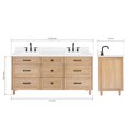 thumbnail image 5 of ARIEL Monroe 72 Inch Double Rectangle Sink Bathroom Vanity With Carrara White Quartz Countertop 1.5 Inch Edge In Oak, 5 of 8