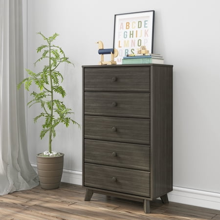 Max & Lily Solid Wood 5 Drawer Dresser, Clay