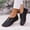 Black, variant on Women's Plus Size Vintage Faux Leather V-Cut Flats, Retro Slip On Comfortable Casual Shoes for Summer Black 42