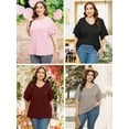 thumbnail image 6 of SHOWMALL Plus Size Shirt for Women Dark Green 3X Crewneck Double Ruffle Short Sleeve Tunic Top Flowy Summer Loose Fitting Clothing, 6 of 10
