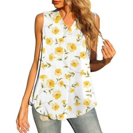 

FREE SHIPPING-camisole Women s Fashion V Neck Leisure Printing Sleeveless Tops nightgowns for women lingerie valentines day birthday gifts Yellow