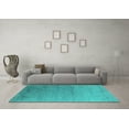 thumbnail image 3 of Ahgly Company Machine Washable Indoor Rectangle Oriental Turquoise Blue Industrial Area Rugs, 6' x 9', 3 of 4