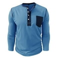 thumbnail image 2 of Lmnyox Men's Long Sleeve Shirts with Pocket Solid Crew Neck Button T Shirt Vintage Fashion Cotton Pullover Tee, 2 of 6