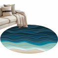 thumbnail image 2 of Abstract Round Living Room Rugs 3.3 ft, Water Duck Green Brown Gradient Ocean Waves Washable Area Rug with Non-Slip Sturdy Edge Binding Round Front Door Mat Floor Carpet for Entryway, 2 of 9