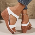 thumbnail image 4 of Rokment Women's Platform Wedges Dressy Sandals Trendy Casual Leather Open Toe Chunky High Heels Orthopedic Gladiator Dress Slip on Summer Shoes for Ladies White Size 8.5, 4 of 7