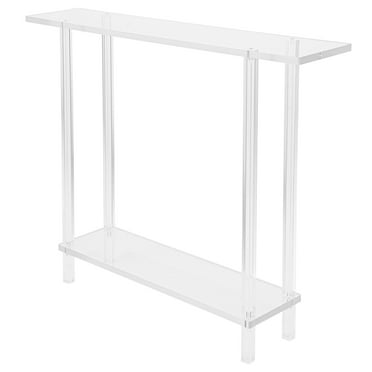 Wildnix Clear Acrylic End Table with 2 Tiers, Modern Console Sofa Table, Sturdy and Functional for Home and Office, High Load Capacity, Easy to Assemble