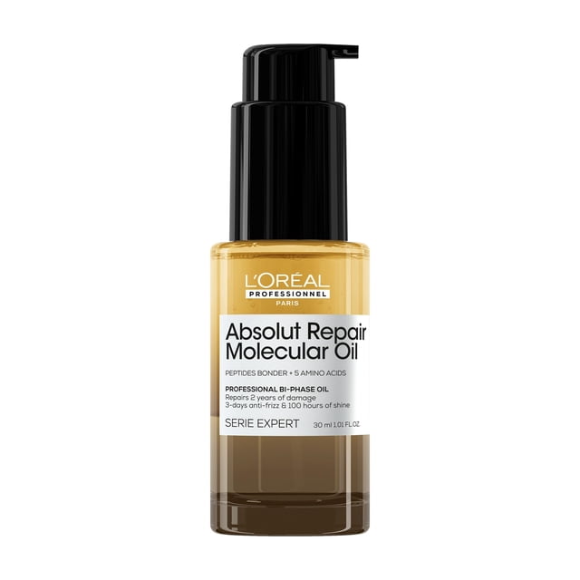 L'Oréal Professionnel Paris Aceite Bifásico Profesional Absolut Repair Molecular, Tratamiento sin enjuague para cabello muy dañado 30 ml