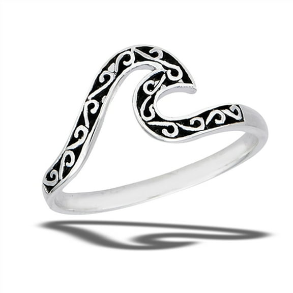 Swirl Wave Ocean Beach Ring .925 Sterling Silver Band Jewelry Female Male Unisex Size 6