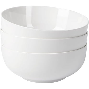 HELLONE 3 pcs Salad Bowls Set, 64 Ounce Serving Bowls for Kitchen, White Ceramics Bowl Sets for Salad Soup Pasta Popcorn Fruits, Mixing Bowls
