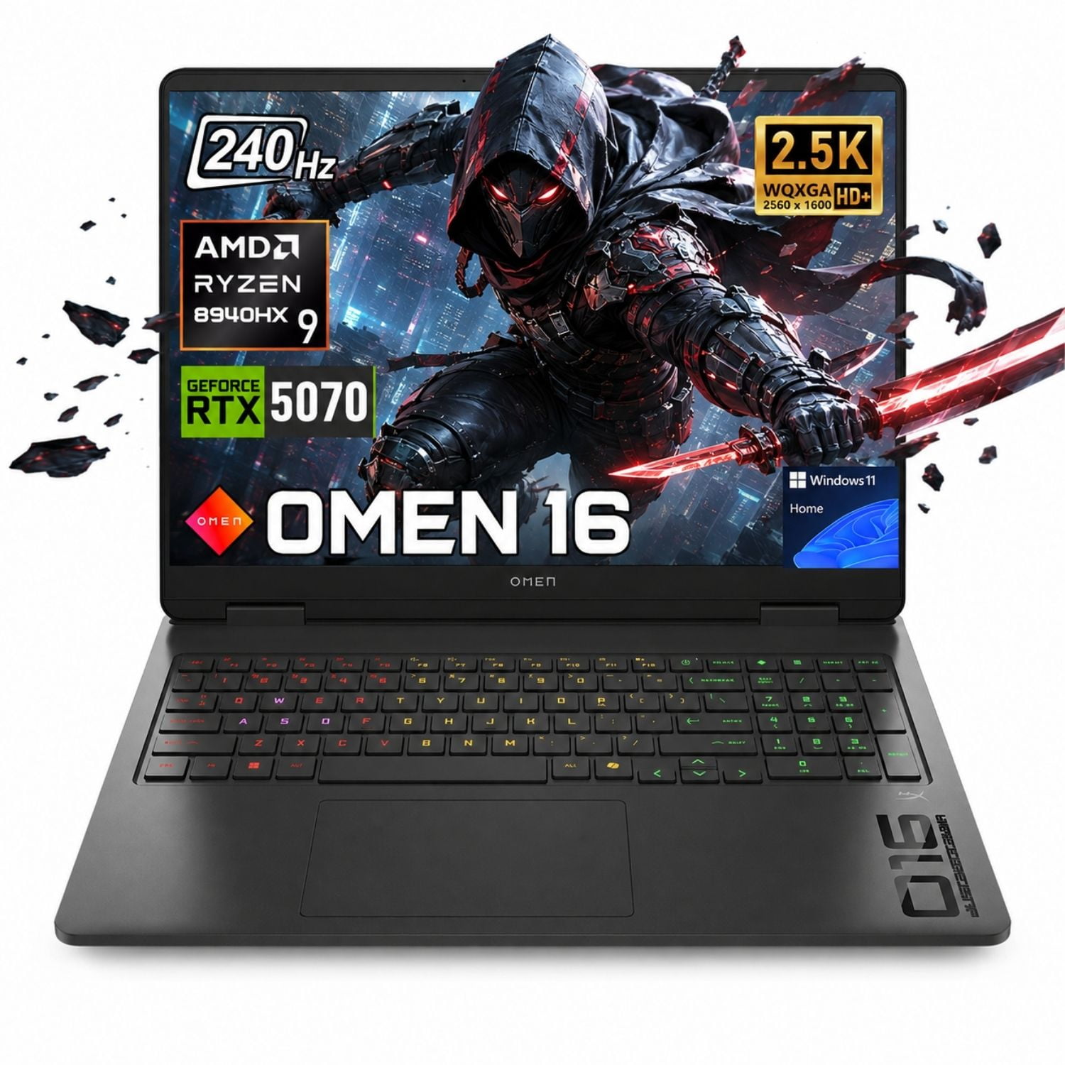 HP Omen RTX 5070 Gaming Laptop, 16" WQXGA 240Hz, AMD Ryzen 9 8940HX, 16GB DDR5, 512GB SSD, Windows 11 Home