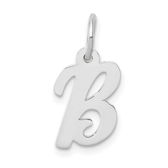 14k White Gold Small Script Initial B Charm