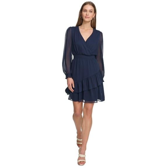 DKNY Long-Sleeve V-Neck Dress, Women's