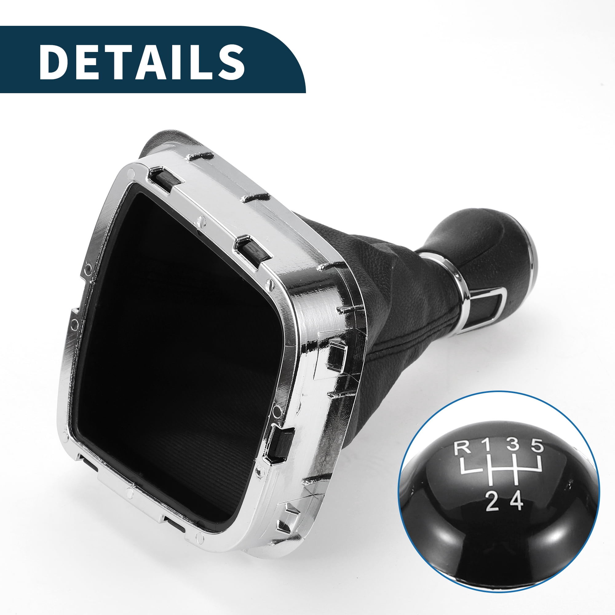Unique Bargains Gear Shift Knob W/ Cover No.6R0711113 5 Speed Manual Stick Shifter Knob for Volkswagen Polo Faux Leather