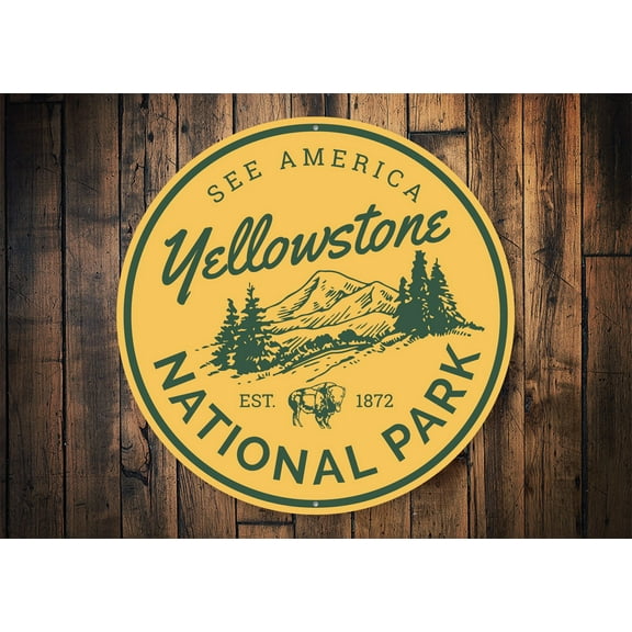 See America National Park Novelty Decor, Metal Wall Sign - 12" Circle