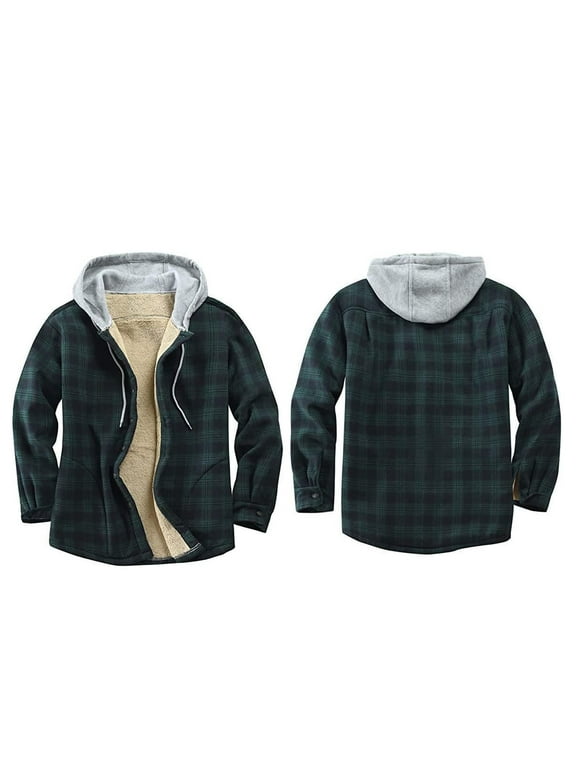 Mens Plaid Hooded Jacket