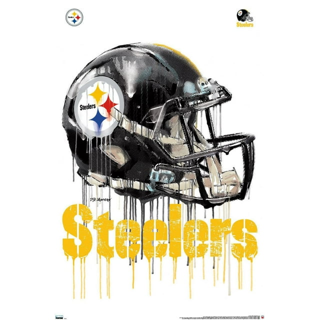 NFL Pittsburgh Steelers - Drip Helmet 20 Wall Poster, 22.375" x 34" Framed