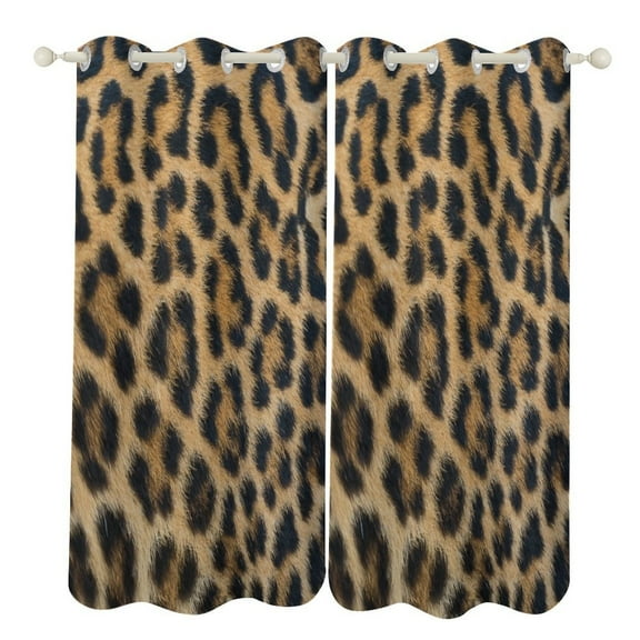 Brown Leopard Print 2 Panels Blackout Curtains for Bedroom Living Room Drapes Kitchen Room Window Blackout Curtain Grommet