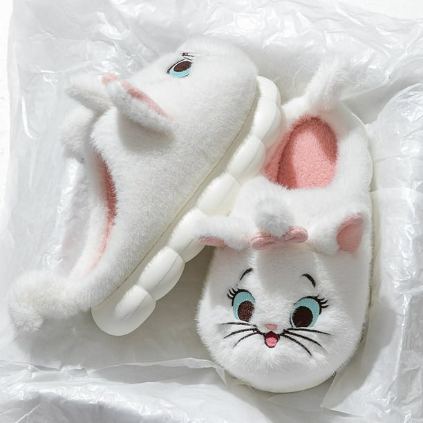 Zapatillas de algodón para niños de Disney Mary Cat, lindas zapatillas antideslizantes cálidas para el hogar para padres e hijos