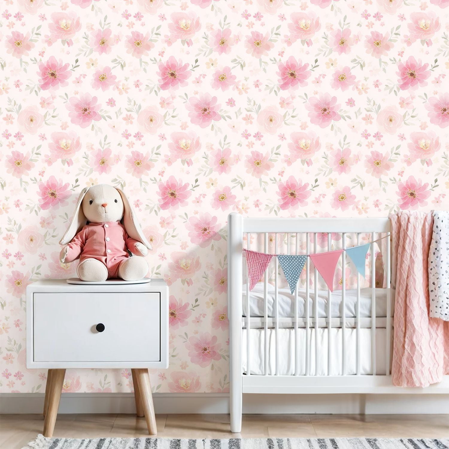Peel and Stick Wallpaper Soft Pink Floral Watercolor Roses Delicate Blooms Wall Mural 23.6in x 9.8ft Self Adhesive Removable Wall Paper Renter Friendly Wallpaper for Bedroom Livingroom Office