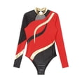 thumbnail image 5 of Yartina Women's Long Sleeve Gymnastics Leotard Metallic Athletic Dance Bodysuit Dancewear Costume Red XL, 5 of 7