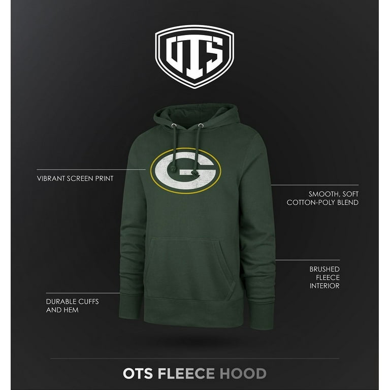 NFL Men's OTS Slogan Fleece Hoodie, Distressed Ice Color, Size XL
