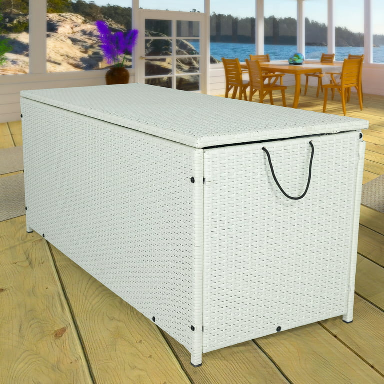 Seizeen Deck Box, 51 Gallon Outdoor Storage Box for Pool Garden Porch,  Patio Resin Storage Cabinet Bench Load 440LBS, Waterproof for Tools Toys