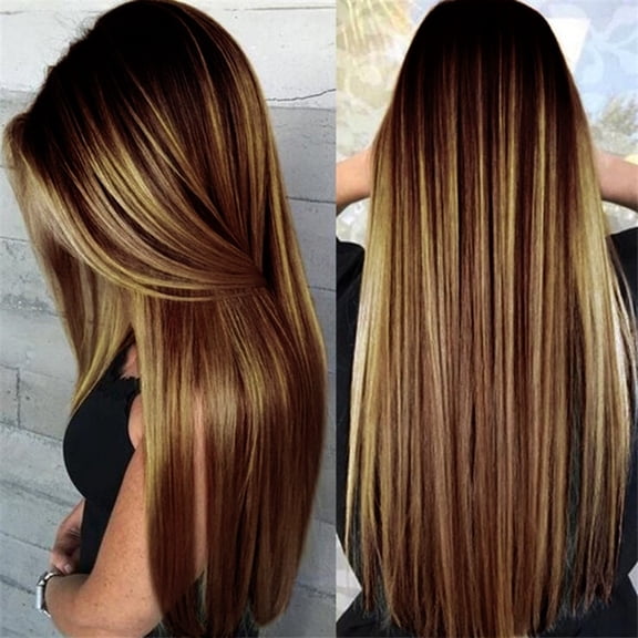 European & American Style Long Wig with Side Bangs - Long Wavy Curly Wig Mixed Color Wigs Synthetic Blonde Wig Heat Resistance Fiber, 1 Wig, Easter, Wedding Makeup Organizers
