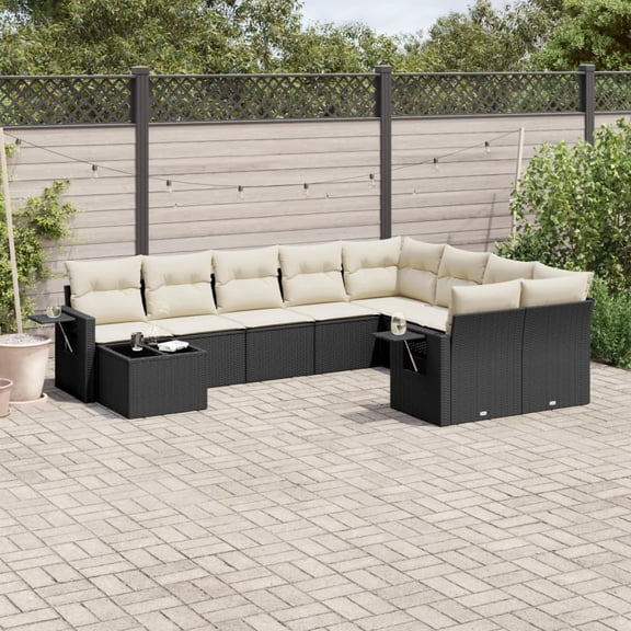 vidaXL Garden Sofa Set Black, Cream white