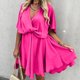 thumbnail image 2 of Vestido de suéter con cuello en V de manga corta sólida de moda de verano para mujer Pompotops ghjkhdj17411, 2 of 7