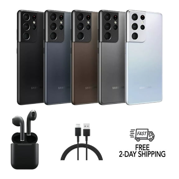 Restored Samsung Galaxy S21 Ultra 5G G998U (Fully Unlocked) 128GB Phantom Silver w/ Wireless Earbuds (Refurbished)